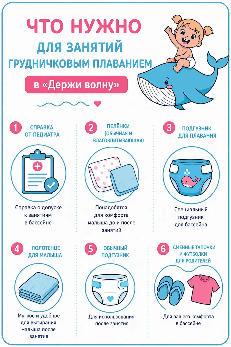 Подготовка к первому занятию грудничковым плаванием